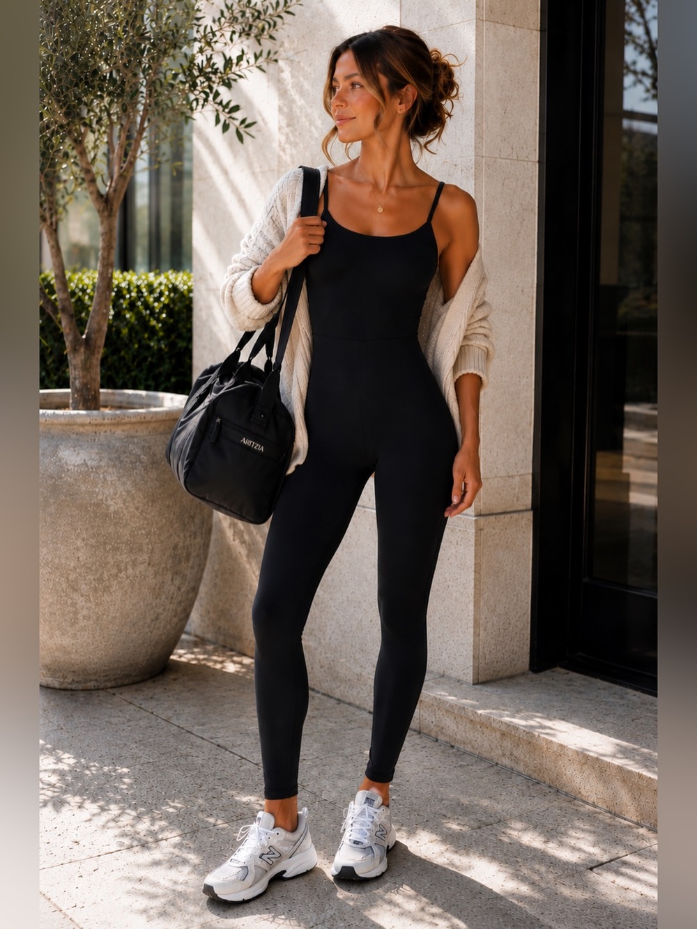 Aritzia Wilfred Free Black Scoop-Neck Slim Jumpsuit